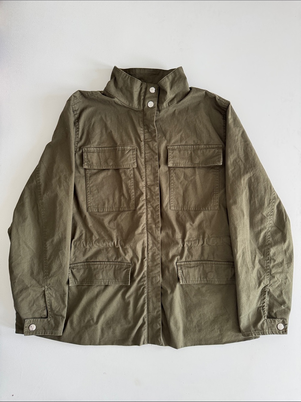 Women’s Olive Utility Jacket with Multiple Pockets